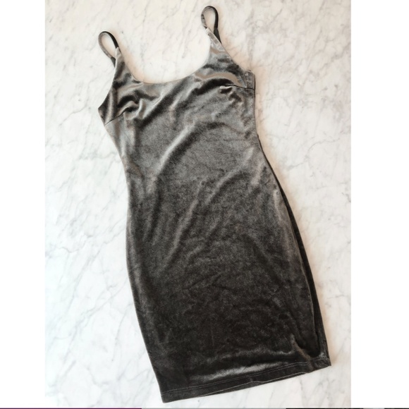 Meek Warm Gray Velvet Mini Dress - Size S - Picture 1 of 10